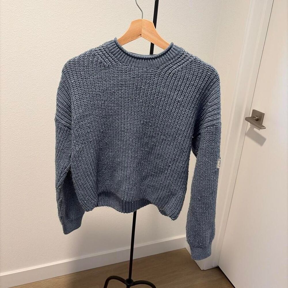 BDG Urban Outfitters Women's Slate Blue Chunky Knit Crewneck Sweater Size Small